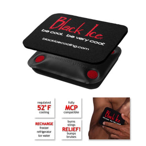 Black Ice cooling pack with product features and usage instructions