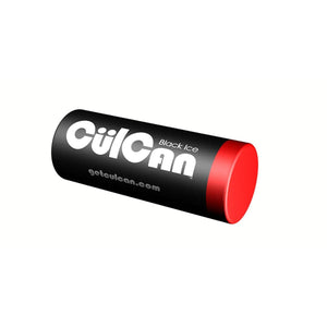 CulCan Black Ice cylindrical container with black body and red cap