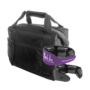 Black Ice black cooler bag with a purple cooling neck wrap accessory
