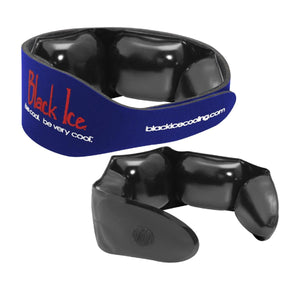 Black Ice cooling neck wrap with blue fabric exterior and black gel packs