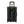Back view of a black rolling suitcase with an extended telescopic handle