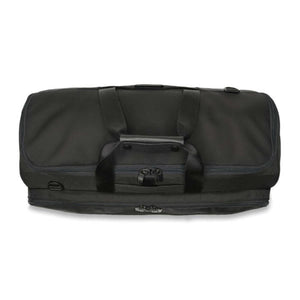 Black Briggs and Riley duffel bag with top carry handles and zippered compartments