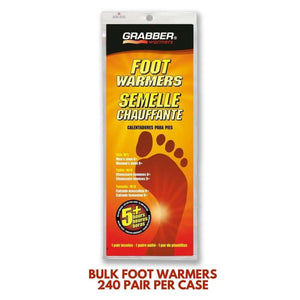 Grabber foot warmers in medium large size for men and women providing five plus hours of heat