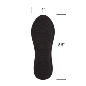 Grabber black shoe insole with 3 inch width and 8.5 inch length dimensions