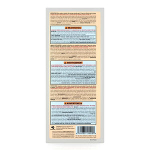 Hothands foot warmer packaging back with safety instructions and warnings in English French and Spanish