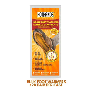 Hothands insole foot warmers packaging for 128 pair bulk case