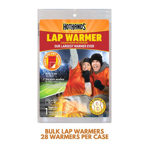 Hothands lap warmer packaging showing product features and 8 hours of heat