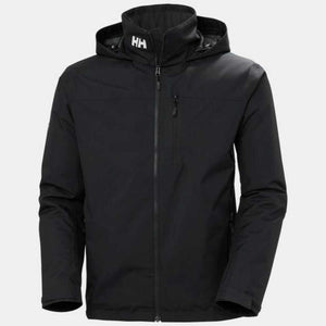 Helly Hansen black hooded softshell jacket with front zipper and chest pocket