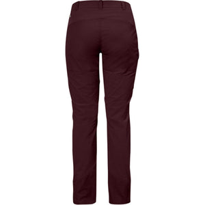 Back view of dark red FjallRaven trousers
