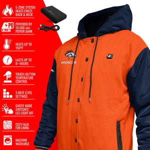 ActionHeat Denver Broncos 5V Battery Heated Varsity Jacket