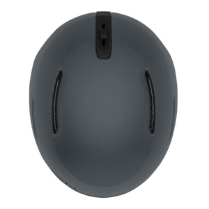 Top view of a grey Smith Optics snow helmet with ventilation ports