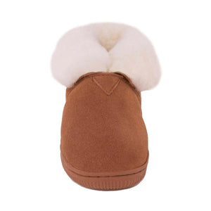 Cloud Nine Sheepskin brown suede slipper with white wool cuff