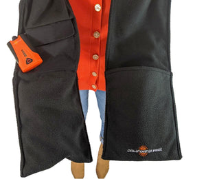 California Heat black fleece vest with battery pack in pocket