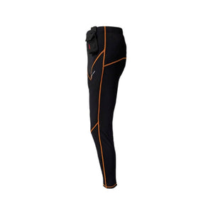 California Heat black heated pants with orange contrast stitching and side pocket