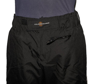 California Heat black heated pants with power cable and logo on waistband