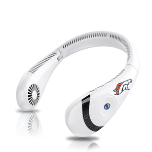 AlphaCool Denver Broncos white wearable neck fan with digital display