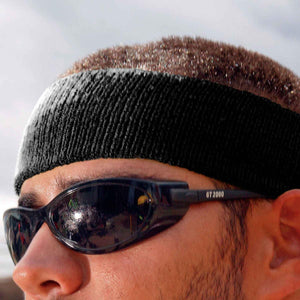 Chill-Its black sweatband worn on forehead with black GT 2000 safety glasses