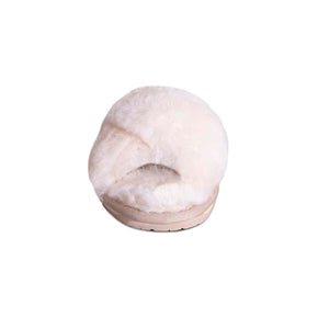 Cloud Nine Sheepskin cream colored crisscross strap sheepskin slipper