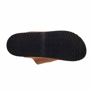 Black rubber outsole of a Cloud Nine Sheepskin slipper with a zigzag tread pattern