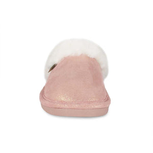 Cloud Nine Sheepskin pink glitter suede slipper with white fur lining