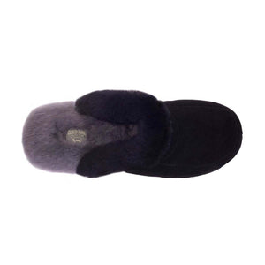 Cloud Nine Sheepskin black suede slipper with grey sheepskin lining