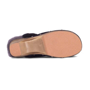 Cloud Nine Sheepskin clog sole view showing wooden heel and textured base