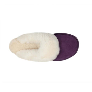 Cloud Nine Sheepskin purple suede slipper with cream wool lining