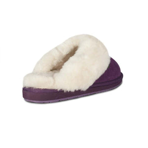 Cloud Nine Sheepskin purple suede slipper with white sheepskin lining