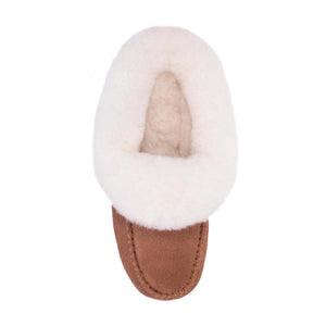 Cloud Nine Sheepskin brown suede slipper with white wool lining
