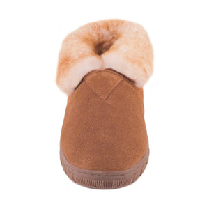 Cloud Nine Sheepskin tan suede slipper with cream wool lining