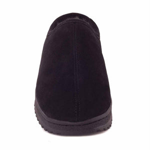 Cloud Nine Sheepskin black suede slipper viewed from the front
