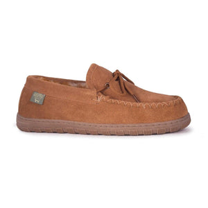 Cloud Nine Sheepskin brown suede moccasin slipper with lace detail