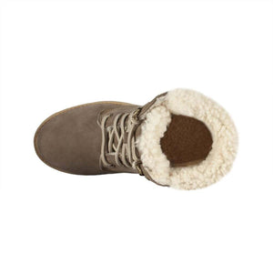 Cloud Nine Sheepskin lace up boot with cream wool lining viewed from above
