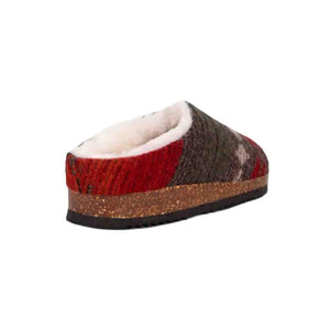 Cloud Nine Sheepskin patterned wool mule with cork midsole and white fleece lining
