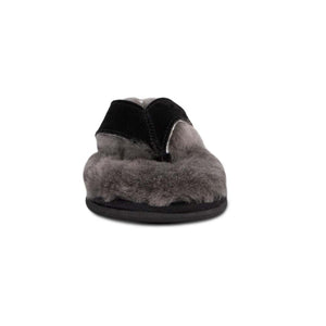 Cloud Nine Sheepskin grey wool thong slipper with black strap