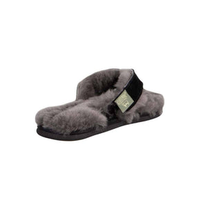 Cloud Nine Sheepskin grey wool thong sandal with black strap