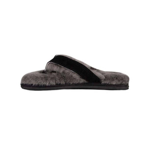 Cloud Nine Sheepskin grey sheepskin thong slipper with black strap