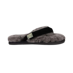 Cloud Nine Sheepskin grey sheepskin thong slipper with black strap