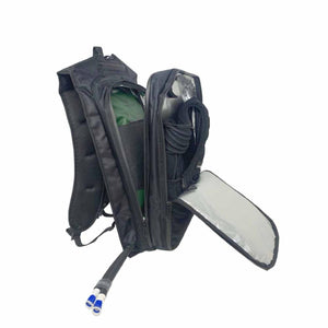 CompCooler black liquid cooling backpack with insulated compartment and hose connectors