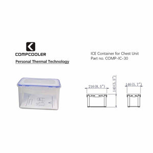 CompCooler ice container for chest unit with technical dimension drawing