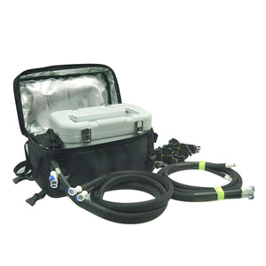 CompCooler liquid cooling unit with insulated bag and hoses