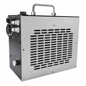 CompCooler portable liquid cooling unit with silver casing and black side panel