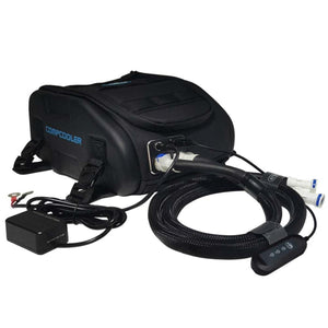 CompCooler black liquid cooling unit with power adapter and hose attachment