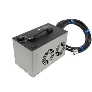 Portable water chiller unit with black handle and dual cooling fans
