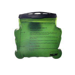 Compcooler green water bladder with fill line and printed operating instructions