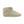 Beige faux fur ankle slipper with side zipper and circular power button