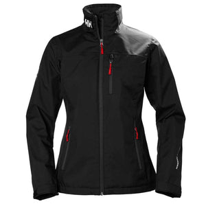 Helly Hansen black softshell jacket with red zipper pulls and HH logo on collar