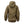 Back view of a tan DeWalt hooded work jacket with ribbed cuffs and hem