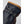 Close up of black leather glove cuff with tan trim and patterned drawstring cord