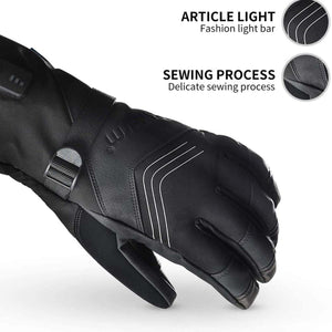 Black winter glove with reflective light bar and detailed stitching